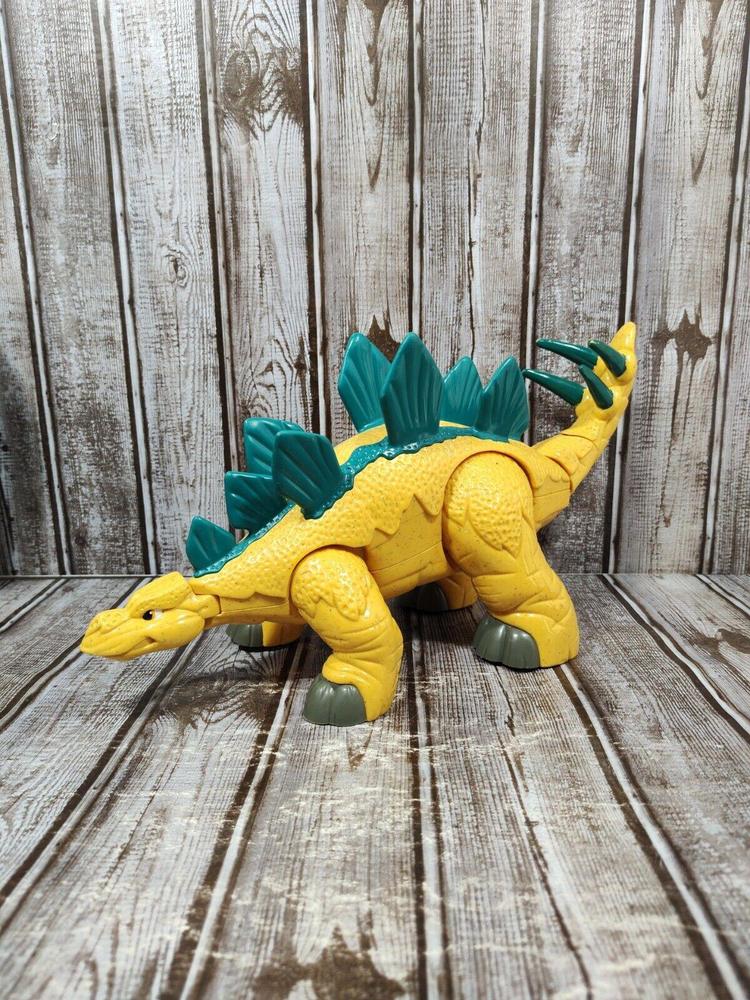 Fisher Price Mattel Dinosaur Kids Action Toy Stegosaurus Green Yellow 7.5" X 16"